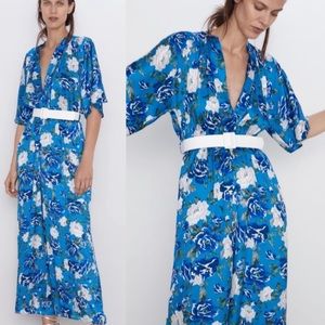 NWT Zara floral print belted jumpsuit